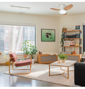 Ventilador de techo led con aspas Tadeo blanco y haya