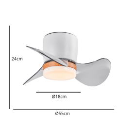 Ventilador led de techo Jueric Dubai 30W blanco y haya