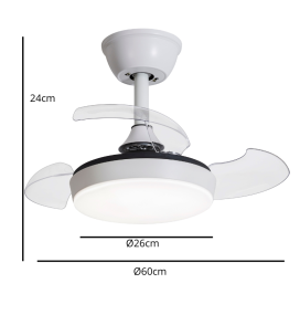 Ventilador de techo led Jueric Mini XS con aspas retráctiles 36W blanco