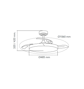 Ventilador de techo led Tundra con aspas retráctiles 72W blanco y madera
