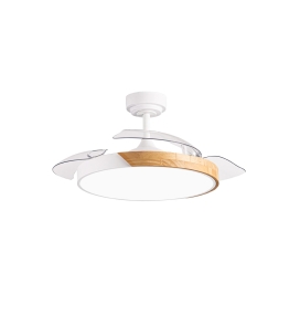 Ventilador de techo led Tundra con aspas retráctiles 72W blanco y madera