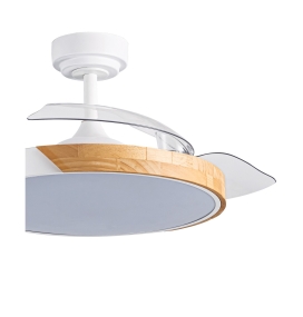 Ventilador de techo led Tundra con aspas retráctiles 72W blanco y madera