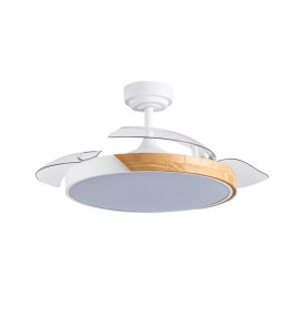 Ventilador de techo led Tundra con aspas retráctiles 72W blanco y madera
