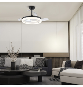 Ventilador de techo led con aspas retráctiles Kiri 50W negro