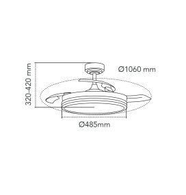 Ventilador de techo led con aspas retráctiles Iris 45W blanco