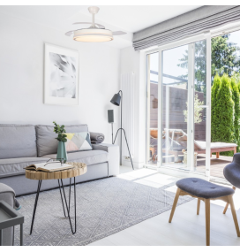 Ventilador de techo led con aspas retráctiles Iris 45W blanco