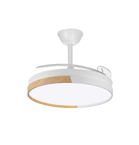 Ventilador de techo led con aspas retráctiles Amapola 45W blanco y madera