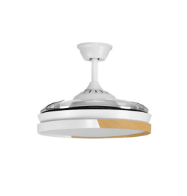 Ventilador de techo led con aspas retráctiles Amapola 45W blanco y madera