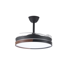 Ventilador de techo led con aspas retráctiles Amapola 45W negro y madera