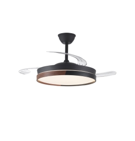 Ventilador de techo led con aspas retráctiles Amapola 45W negro y madera