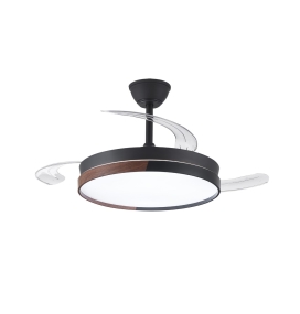 Ventilador de techo led con aspas retráctiles Amapola 45W negro y madera