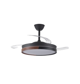 Ventilador de techo led con aspas retráctiles Amapola 45W negro y madera