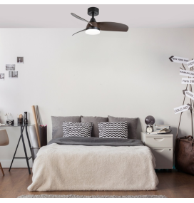 Ventilador de techo led Clavel 18W negro y madera oscura