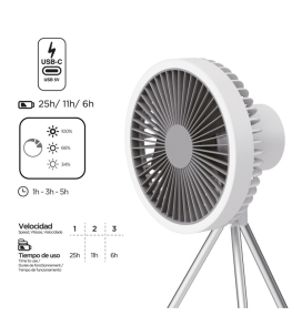 Ventilador led portátil con batería recargable Lavanda blanco