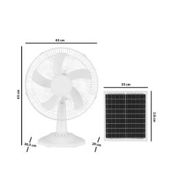 Ventilador de sobremesa solar 20W blanco sin luz