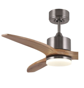 Ventilador de techo led Tulipán 18W níquel y madera