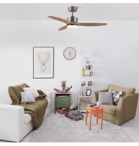 Ventilador de techo led Tulipán 18W níquel y madera