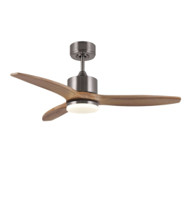 Ventilador de techo led Tulipán 18W níquel y madera