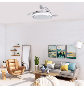 Ventilador de techo led con aspas retráctiles Delta 72W blanco