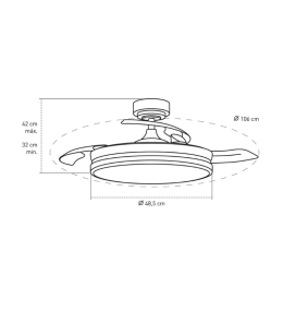 Ventilador de techo led con aspas retráctiles Delta 72W blanco
