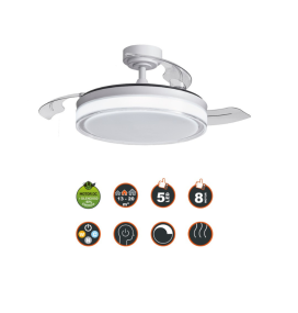Ventilador de techo led con aspas retráctiles Delta 72W blanco