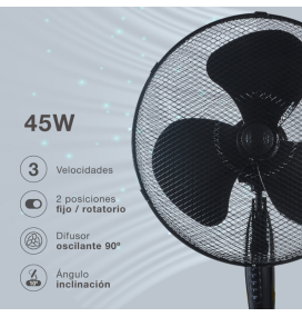 Ventilador 3 en 1 Kureli Ø43cm negro 45W