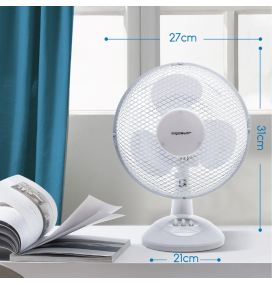 Ventilador de mesa Ø27cm con cable blanco 9 pulgadas