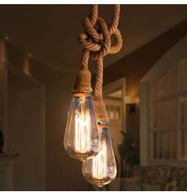 Soporte de cuerda de cáñamo para bombillas E27