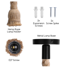 Soporte de cuerda de cáñamo para bombillas E27