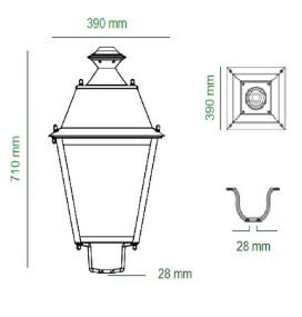 Cabeza de farola led solar Villa 300W negra