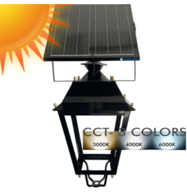 Cabeza de farola led solar Villa 300W CCT con sensor negra