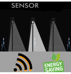 Cabeza de farola led solar Villa 300W CCT con sensor negra