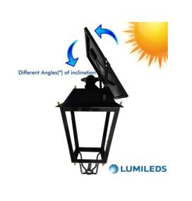 Cabeza de farola led solar Villa 300W CCT con sensor negra