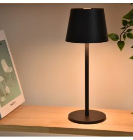 Lámpara de mesa led Lutec Roble con batería recargable negra