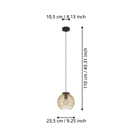 Lámpara de techo colgante Eglo Venezuela negra y oro