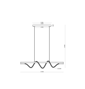 Lámpara led colgante Neón negra 22W 3000K 120cm