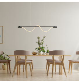 Lámpara led colgante Neón negra 25W 3000K 150cm