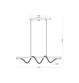 Lámpara led colgante Neón negra 25W 3000K 150cm