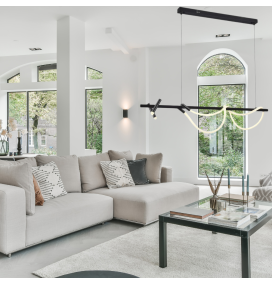 Lámpara led colgante Neón negra 32W 3000K 120cm