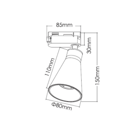 Foco de carril led monofásico 649T17 negro