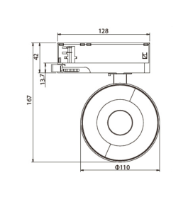 Foco de carril led COB monofásico redondo negro 24W
