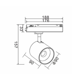 Foco de carril led COB monofásico blanco 30W