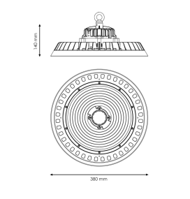 Campana led industrial Ufo 200W driver Philips negra 5000K
