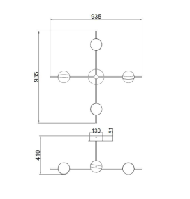 Lámpara led de techo Mantra Cuba 32W 3000K negra y dorada