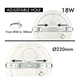 Downlight + Plafón LED redondo ajustable 18W CCT blanco