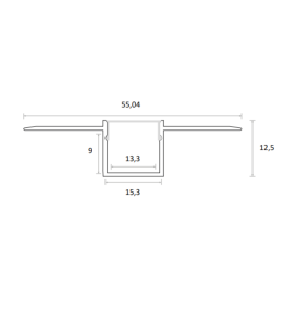 Perfil arquitectónico de aluminio plata flexible 12.5x55mm 2 metros