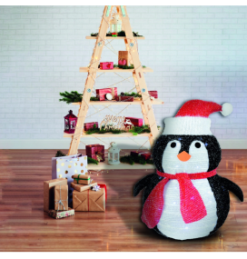 Pingüino plegable con 8 funciones de luz cálida 60cm