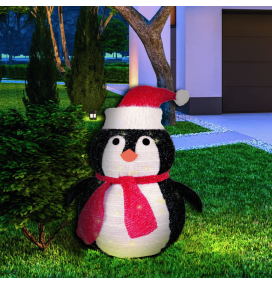 Pingüino plegable con 8 funciones de luz cálida 60cm