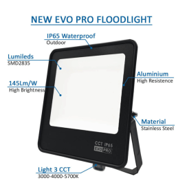 Foco proyector led 100W CCT negro Chip Lumileds