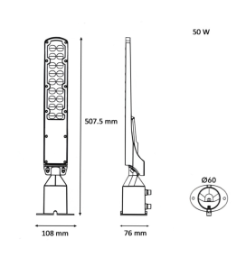 Farola led chip Osram 50W negra